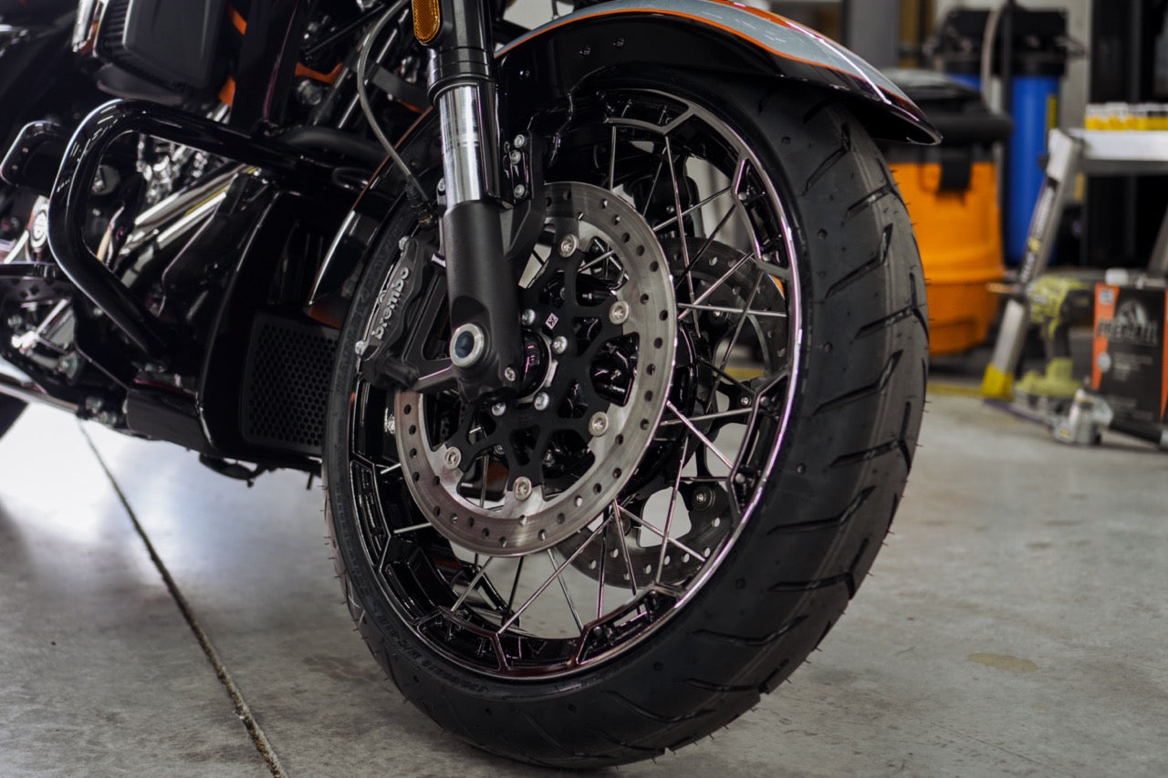 CVO wire spoke wheels ceramic coated by ACC Ceramic in Buford, GA